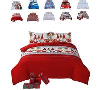 TheWhiteWater Limited Christmas Magical Gnomes| a mythological creature Single DUVET SET - 3D Print - Premium Quality Polycotton Reversible XMAS Bedding Lining Set + Pillow Cases (Gnomes, Single)