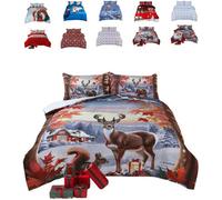 TheWhiteWater Limited Christmas Reindeer Xmas Duvet Set 3D Print Polycotton Bedding Set