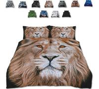 TheWhiteWater Limited King Of The Jungle Wild Male Lion Bed Set - 3D Animal Printed Single Beddings Duvet Cover + One Matching Pillowcase