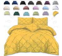 TheWhiteWater Limited Pintuck Duvet Cover Set + Matching Pillowcases, Hand Stitches Quilt Bedding Set - Ochre