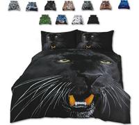 TheWhiteWater Limited Rare Angry Wild Black Panther Bed Set- 3D Animal Printed Single Beddings Duvet Cover + One Matching Pillowcase