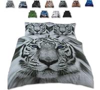 TheWhiteWater Limited Rare White Snow Tiger Bed Set - 3D Animal Printed Single Beddings Duvet Cover + One Matching Pillowcase