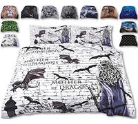 TheWhiteWater Limited THRONES Theme - Mother of DRAGONS Bed Set - 3D Animal Printed KING Beddings Duvet Cover + 2 Matching Pillowcases - Premium Quality Print Design (Mother of Dragon One, King Size)