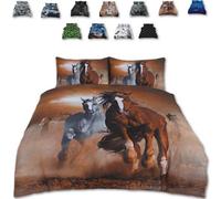 TheWhiteWater Limited Wild West Horses Bed Set- 3D Animal Printed Single Beddings Duvet Cover + One Matching Pillowcase