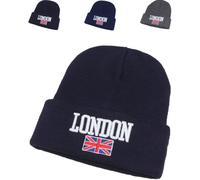 TheWhiteWater Limited Winter Thermal Beanie Hats, London Union Flag Hat, Warm & Stretchy Smart Fitting Cap, Unisex, Men, Women, Boys & Girls Machine Knitted Soft Woolly, Gift Idea