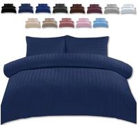 TheWhiteWater Single Bed Duvet Set - 2 in 1 Seersucker Bedding Set - Single Duvet Cover + Matching Pillowcase - Natural Cotton + Virgin Polyester (Navy, Single - Duvet Cover ONLY)