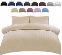 TheWhiteWater Single Bed Duvet Set - 2 in 1 Seersucker Bedding Set - Single Duvet Cover + Matching Pillowcase - Natural Cotton + Virgin Polyester (Cream, Single - Duvet Cover ONLY)