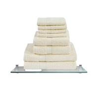 TheWhiteWater TOWEL BALE Gift SET of 8 Piece - 100% Pure NATURAL COTTON - 4 FACE, 2 HAND, 2 BATH Towels - Fluffy cotton - Flossy Design - 600gsm Thread Count (Light Cream, BALE SET OF 8 PCS)