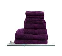 TheWhiteWater TOWEL BALE Gift SET of 8 Piece - 100% Pure NATURAL COTTON - 4 FACE, 2 HAND, 2 BATH Towels - Fluffy cotton - Flossy Design - 600gsm Thread Count (Plum - Purple, BALE SET OF 8 PCS)