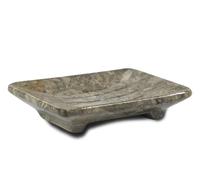 TheWolfard Luxury Handmade Grey Fossil Marble Soap Dish Holder with Drain for Bathroom and Shower, Best Bath Products & Sponge Tray for Kitchen & Housewarming Gifts.