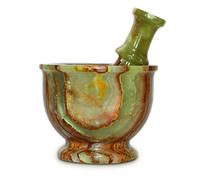 TheWolfard Mortar and Pestle Large Multi Green Calcite Rustic Herb Crusher and Stone Grinder Best Handmade & Inside Polished for Kitchen Accessories Housewarming Gifts with Non-Slip Scratch Proof Pad