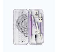 THEXIN 9 Pcs Geometry Compass Sets, Drafting Compasses Set, Geometry Set for Students- Math Set, Math Kit Educational Supplies for Student Maths and Engineering in Carry Case (Purple)