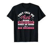 They Call Me Aunt Because Partner in Crime Funny Auntie T-Shirt, Men, Black, 5X-Large