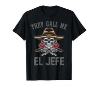 They Call Me El Jefe Mexican Boss Chef Cinco De Mayo Skull T-Shirt