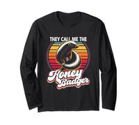 They Call Me The Honey Badger Vintage Sunset Animal Lover Long Sleeve T-Shirt