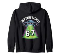 They Came Between 6 7 Alien UFO Abduction Retro Zip Hoodie