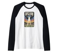 They Came for The Game UFO Football Alien Invasion Stadium Raglan Baseball Tee