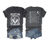 They Didn't Burn Witches They Burned Women Tees Shirts Summer They Burned Women Not Witches Short Sleeve Tshirts (Black Grey 2,M)
