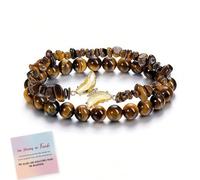 They Fly With Us Every Day Double-Layer Crystal Butterfly Bracelet, Strong As Fuck Rebirth Butterfly Healing Bracelet, Natural Crystal Beaded Bracelets Jewelry Gift for Women (Brown)