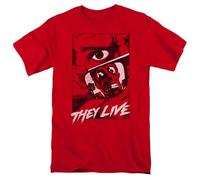 They Live Graphic Poster T-Shirt - Regular or Slim Fit - to 5X Red XL