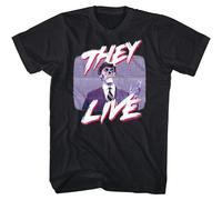 They Live Politicians Speech Men's T Shirt Blue Alien Horror Movie 80s Black L