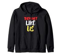 They Not Like Us Modern Graphic Print Zip Hoodie
