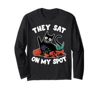 They Sat On My Spot Broken Pots Gardener Funny Cat Lovers Long Sleeve T-Shirt