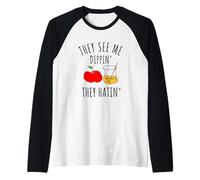 They See Me Dippin' They Hatin' Apple Honey Jewish Shofar Raglan Baseball Tee