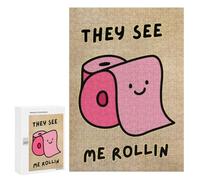 They See Me Rollin - Funny WC Jigsaw Puzzle, 300 PCS, Indoor Activity for The Home, Classic Jigsaw Entertainment for The Home, for Family Fun