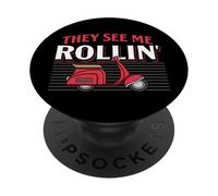 They See Me Rollin Quote Classic Moped Funny Scooter Retro PopSockets Adhesive PopGrip