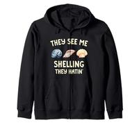 They See Me Shelling They Hatin' Seashells Collecting Beach Zip Hoodie