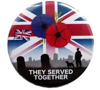 They Served Together Poppy PRINTED Button Badge, 38mm, Red and Purple