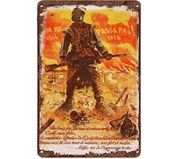 They Shall not Pass - French World War One Funny Tin Signs Vintage Metal Sign Bathroom Wall Decor 8 x 12 Inch