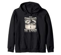 They Survived He Lived - Trending Nihilist Penguin Meme Zip Hoodie