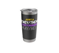 They/Them Causing May/Hem Funny Nonbinary Enby Pride LGBT NB Stainless Steel Insulated Tumbler