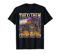 They Them Causing Mayhem Funny Lgbtq Cat Meme Bootleg T-Shirt