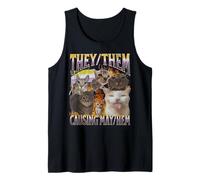 They Them Causing Mayhem Funny LGBTQ Cat Meme Bootleg Tank Top