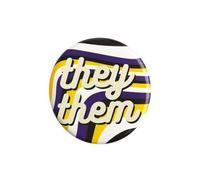 They/Them Coloruful Pronoun Pin Badge - Nonbinary Yellow, Purple, White and Black Pride Button Badge for Jacket, Backpack, Lanyard and Clothing