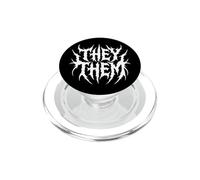 They Them Heavy Metal Deathcore Funny Trans Nonbinary PopSockets PopGrip for MagSafe