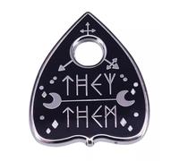 They Them Non-Binary Nonbinary Gender Neutral Pronoun Pronouns LGBTQ Ouija Board Pick Goth Halloween 1.25" Enamel Pin Badge, 1.25 inches, Enamel, enamel