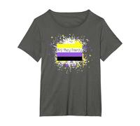 They/Them Pronoun Big They Energy Nonbinary Pride Gender NB T-Shirt, Women's Plus, Asphalt Grey, 5X