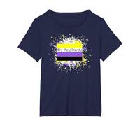 They/Them Pronoun Big They Energy Nonbinary Pride Gender NB T-Shirt, Women's Plus, Navy Blue, 2X
