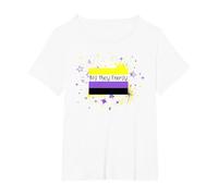 They/Them Pronoun Big They Energy Nonbinary Pride Gender NB T-Shirt, Women's Plus, White, 5X
