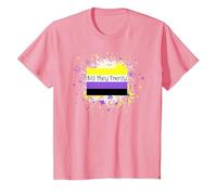 They/Them Pronoun Big They Energy Nonbinary Pride Gender NB T-Shirt, Youth, Pink, Small