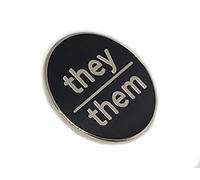 They Them Pronoun Pin Black Hard Enamel Silver Finish Pronoun Lowercase Minimalist