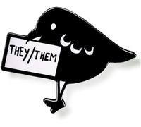 They/Them Pronouns Enamel Pin Cartoon Crow Brooch LGBTQ Badge LGBT Pride Lapel Pins for Backpacks Gays Accessories Jewelry Gift for Friends