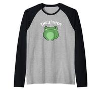 They Them Pronouns Frog Cute Nonbinary Queer Aesthetic Raglan Baseball Tee