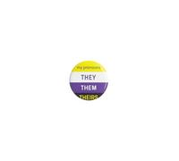 They/Them/Theirs Pronoun Badge - Nonbinary Pride Button Pin | Pronoun Identifier, Inclusive LGBTQ+ Accessory for Work, Events & Everyday Wear