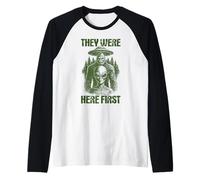 They were Here First Retro Alien UFO Cryptid Bigfoot Raglan Baseball Tee
