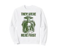They Were Here First Retro Alien UFO Cryptid Bigfoot Sweatshirt